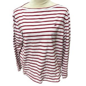The Black Dog Women’s XL Red and White Striped Long Sleeve Shirt *FLAWS*
